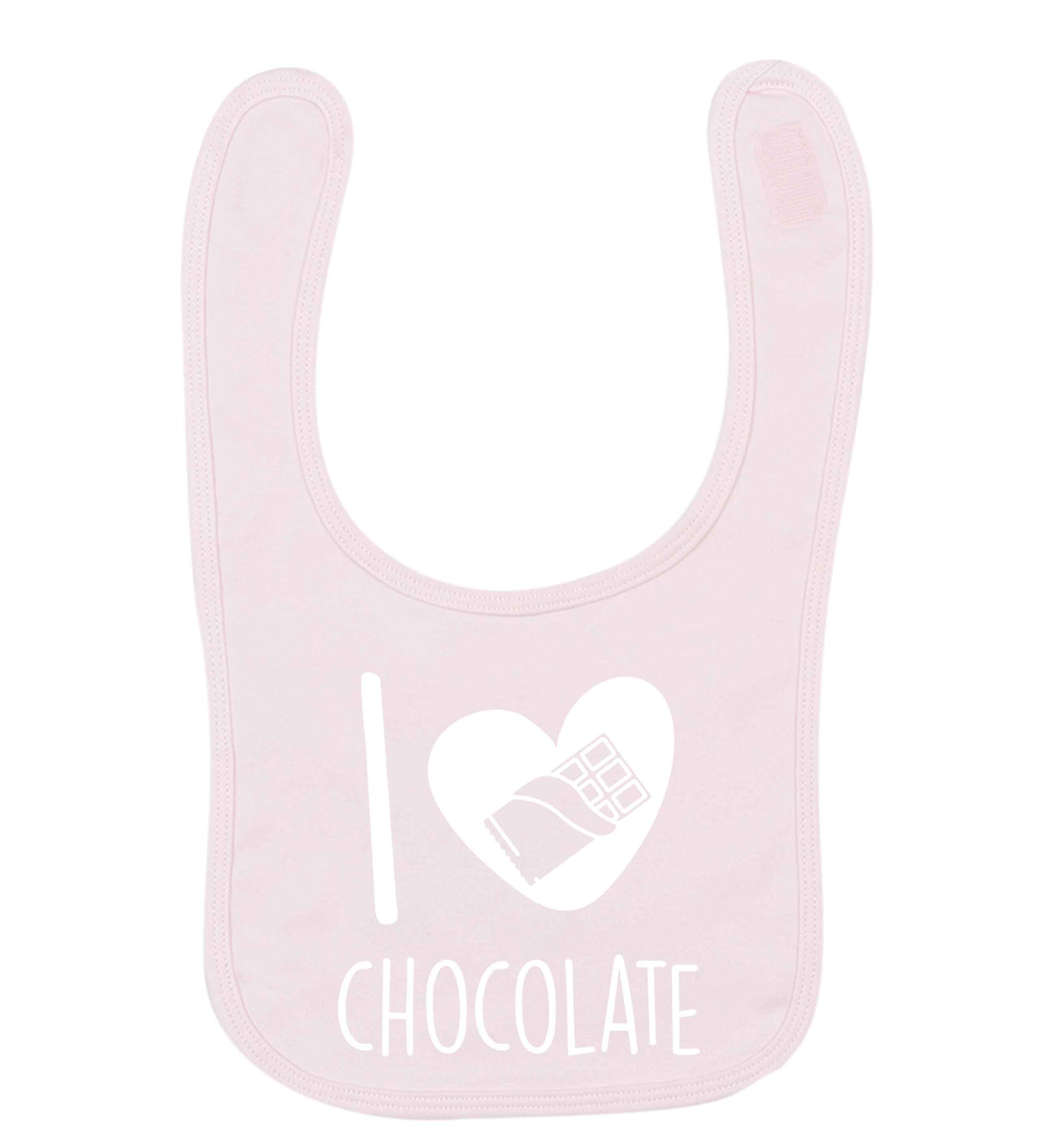funny gift for a chocaholic! I love chocolate pale pink baby bib