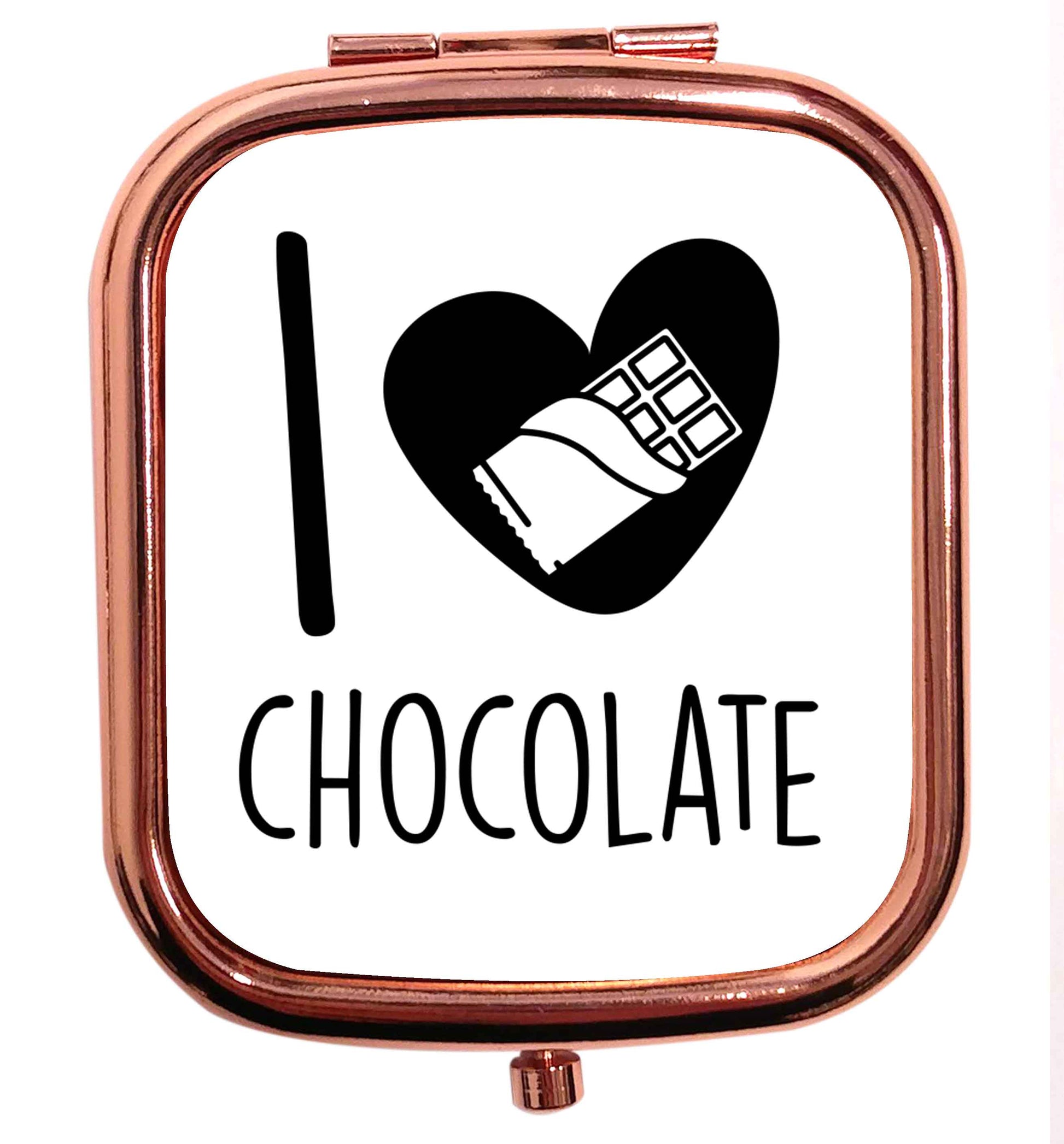 funny gift for a chocaholic! I love chocolate rose gold square pocket mirror