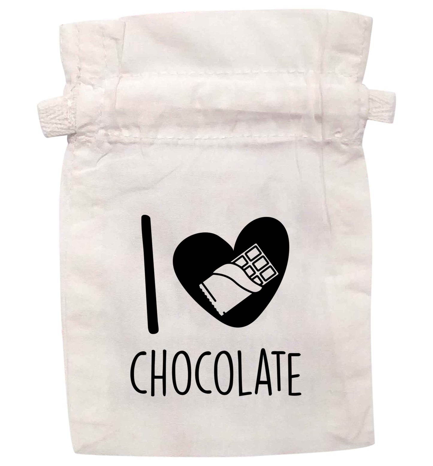 I love chocolate | XS - L | Pouch / Drawstring bag / Sack | Organic Cotton | Bulk discounts available!