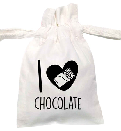 I love chocolate | XS - L | Pouch / Drawstring bag / Sack | Organic Cotton | Bulk discounts available!