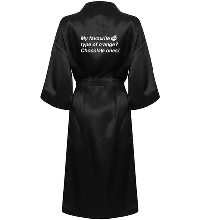 funny gift for a chocaholic! My favourite kind of oranges? Chocolate ones! XL/XXL black ladies dressing  gown size 16/18