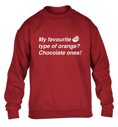 funny gift for a chocaholic! My favourite kind of oranges? Chocolate ones! children's grey sweater 12-13 Years