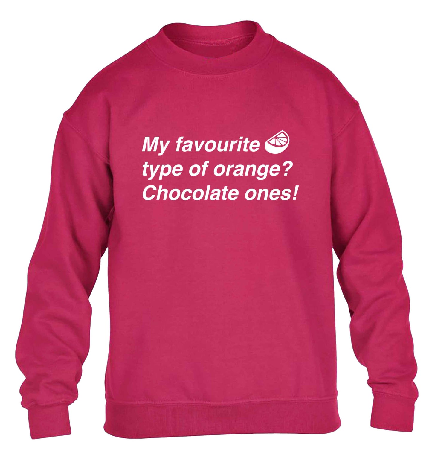funny gift for a chocaholic! My favourite kind of oranges? Chocolate ones! children's pink sweater 12-13 Years