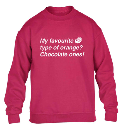 funny gift for a chocaholic! My favourite kind of oranges? Chocolate ones! children's pink sweater 12-13 Years