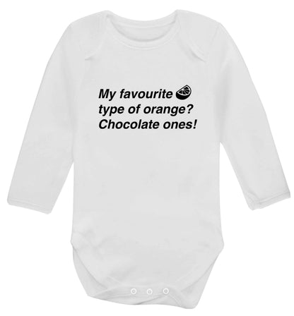 funny gift for a chocaholic! My favourite kind of oranges? Chocolate ones! baby vest long sleeved white 6-12 months