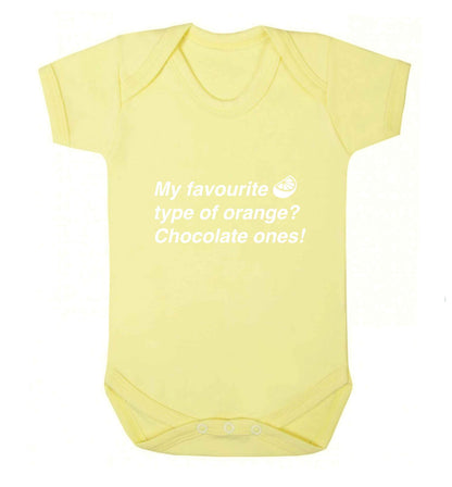 funny gift for a chocaholic! My favourite kind of oranges? Chocolate ones! baby vest pale yellow 18-24 months