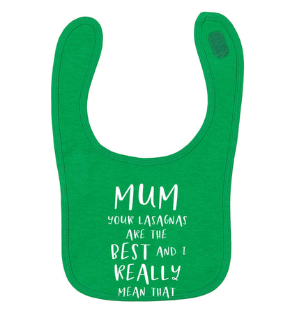 Funny gifts for your mum on mother's dayor her birthday! Mum your lasagnas are the best and I really mean that green baby bib