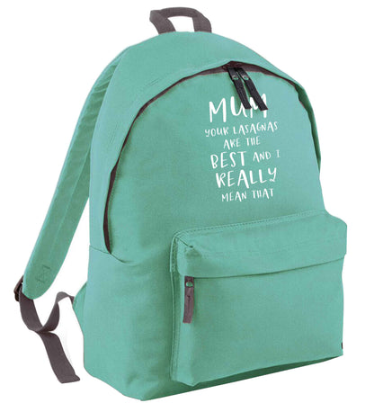 Funny gifts for your mum on mother's dayor her birthday! Mum your lasagnas are the best and I really mean that mint adults backpack