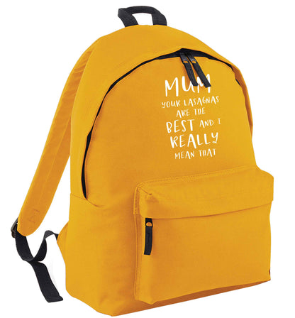 Funny gifts for your mum on mother's dayor her birthday! Mum your lasagnas are the best and I really mean that mustard adults backpack