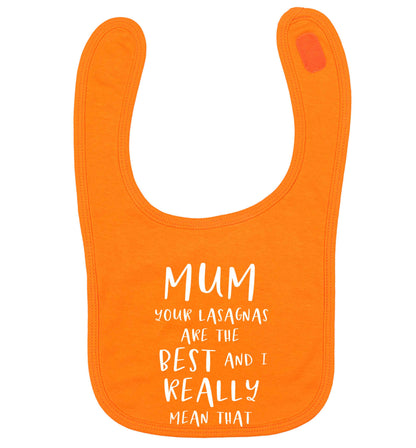 Funny gifts for your mum on mother's dayor her birthday! Mum your lasagnas are the best and I really mean that orange baby bib