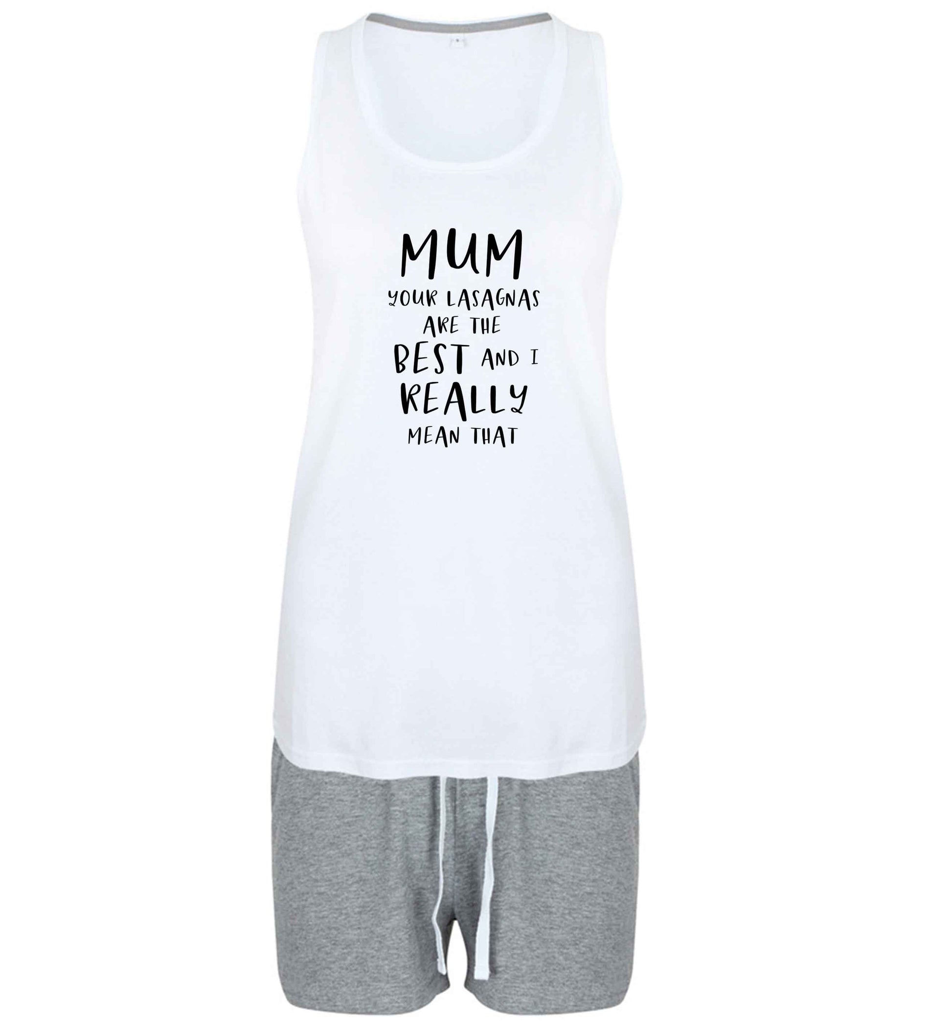 Funny gifts for your mum on mother's dayor her birthday! Mum your lasagnas are the best and I really mean that size XL women's pyjama shorts set in pink 