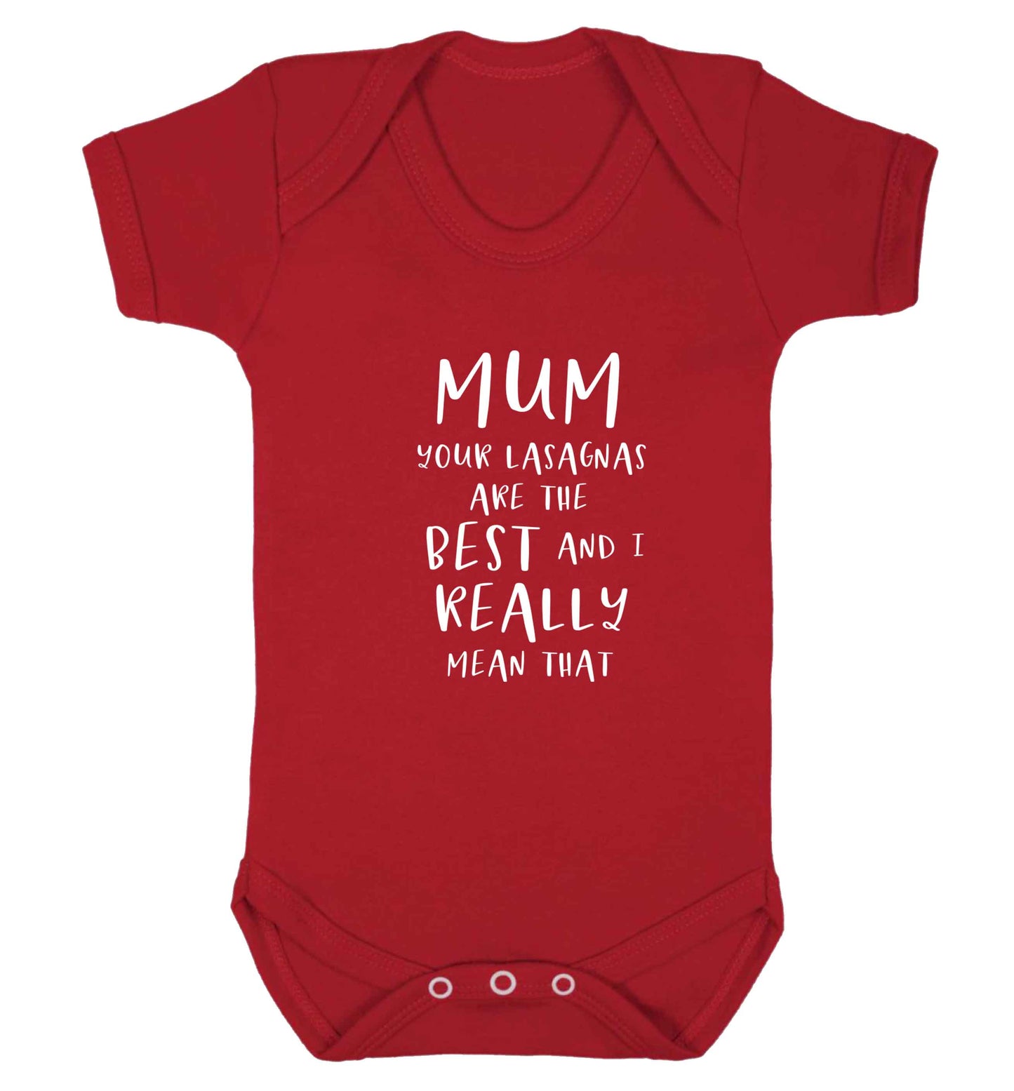 Funny gifts for your mum on mother's dayor her birthday! Mum your lasagnas are the best and I really mean that baby vest red 18-24 months