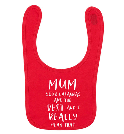 Funny gifts for your mum on mother's dayor her birthday! Mum your lasagnas are the best and I really mean that red baby bib