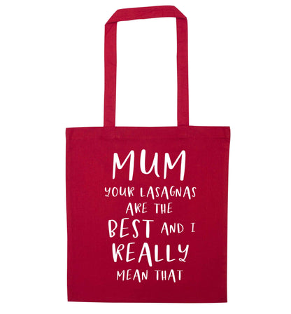 Funny gifts for your mum on mother's dayor her birthday! Mum your lasagnas are the best and I really mean that red tote bag