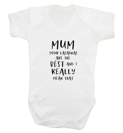 Funny gifts for your mum on mother's dayor her birthday! Mum your lasagnas are the best and I really mean that baby vest white 18-24 months