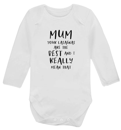 Funny gifts for your mum on mother's dayor her birthday! Mum your lasagnas are the best and I really mean that baby vest long sleeved white 6-12 months