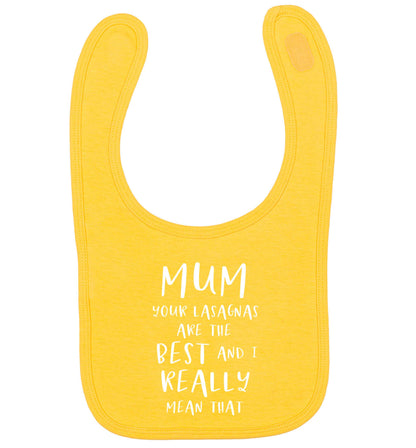 Funny gifts for your mum on mother's dayor her birthday! Mum your lasagnas are the best and I really mean that yellow baby bib