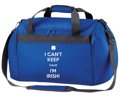 Funny gifts for your mum on mother's dayor her birthday! I can't keep calm I'm Irish royal blue holdall / duffel bag