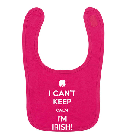 Funny gifts for your mum on mother's dayor her birthday! I can't keep calm I'm Irish dark pink baby bib