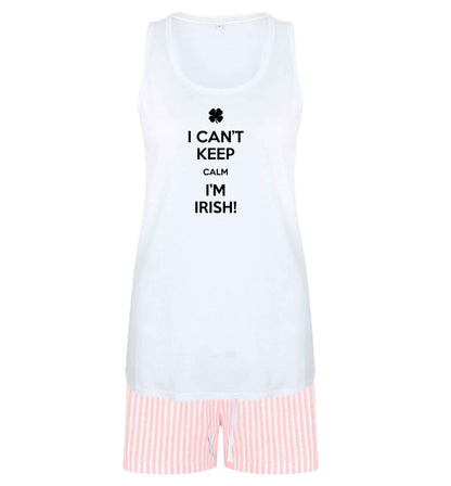 Funny gifts for your mum on mother's dayor her birthday! I can't keep calm I'm Irish size XL women's pyjama shorts set in pink 