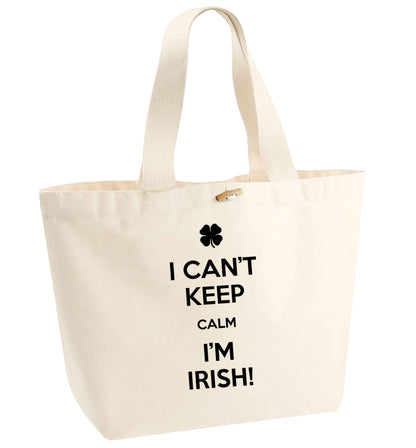 Funny gifts for your mum on mother's dayor her birthday! I can't keep calm I'm Irish organic cotton premium tote bag with wooden toggle in natural