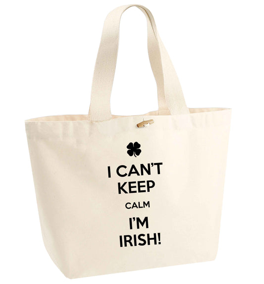 Funny gifts for your mum on mother's dayor her birthday! I can't keep calm I'm Irish organic cotton premium tote bag with wooden toggle in natural