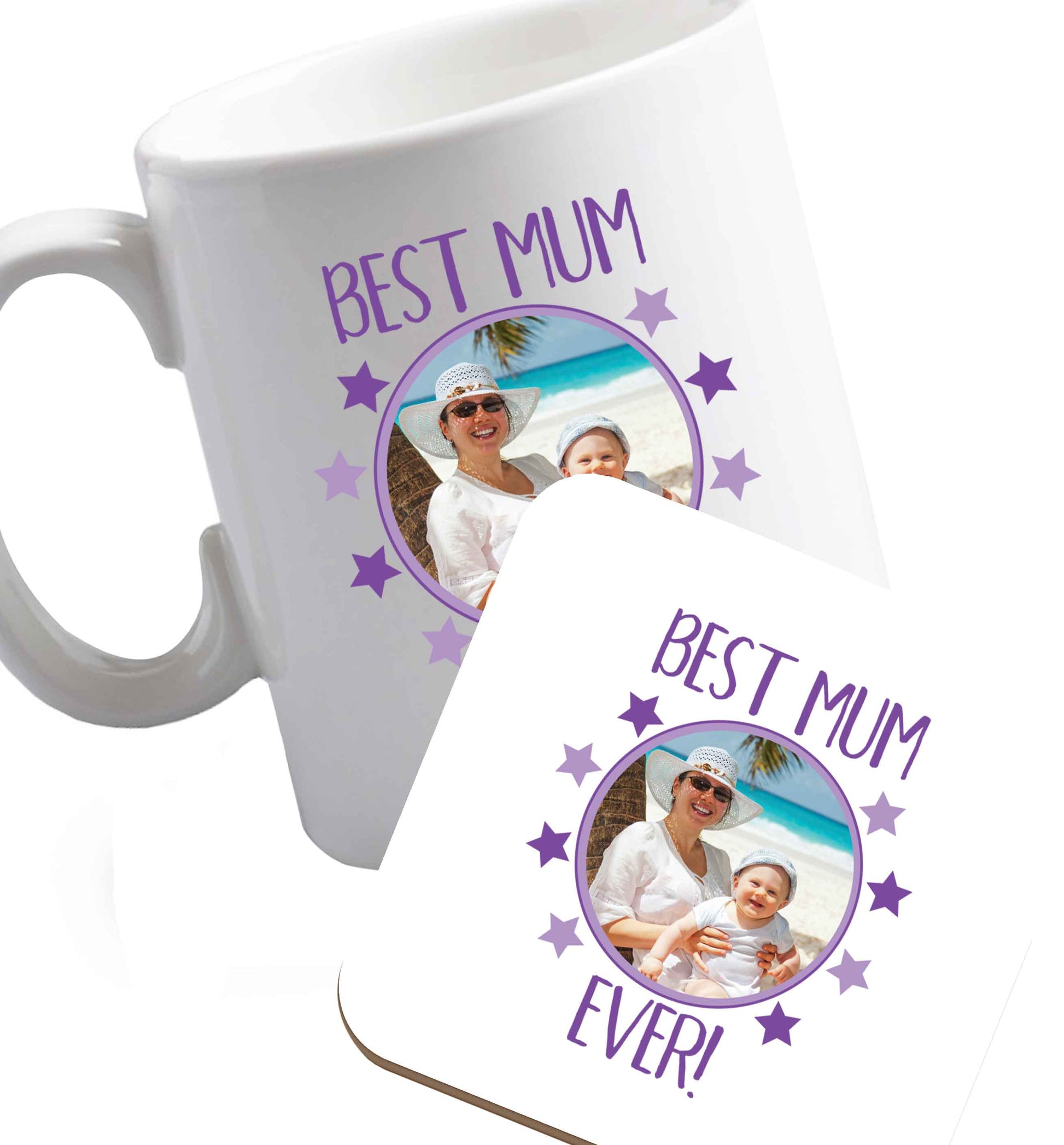 10 oz Favourite Type Pan Pancake ceramic mug and coaster set right handed