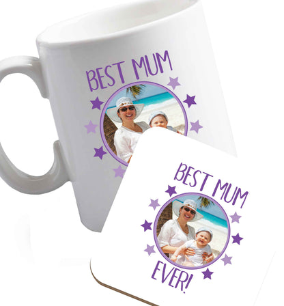10 oz Favourite Type Pan Pancake ceramic mug and coaster set right handed