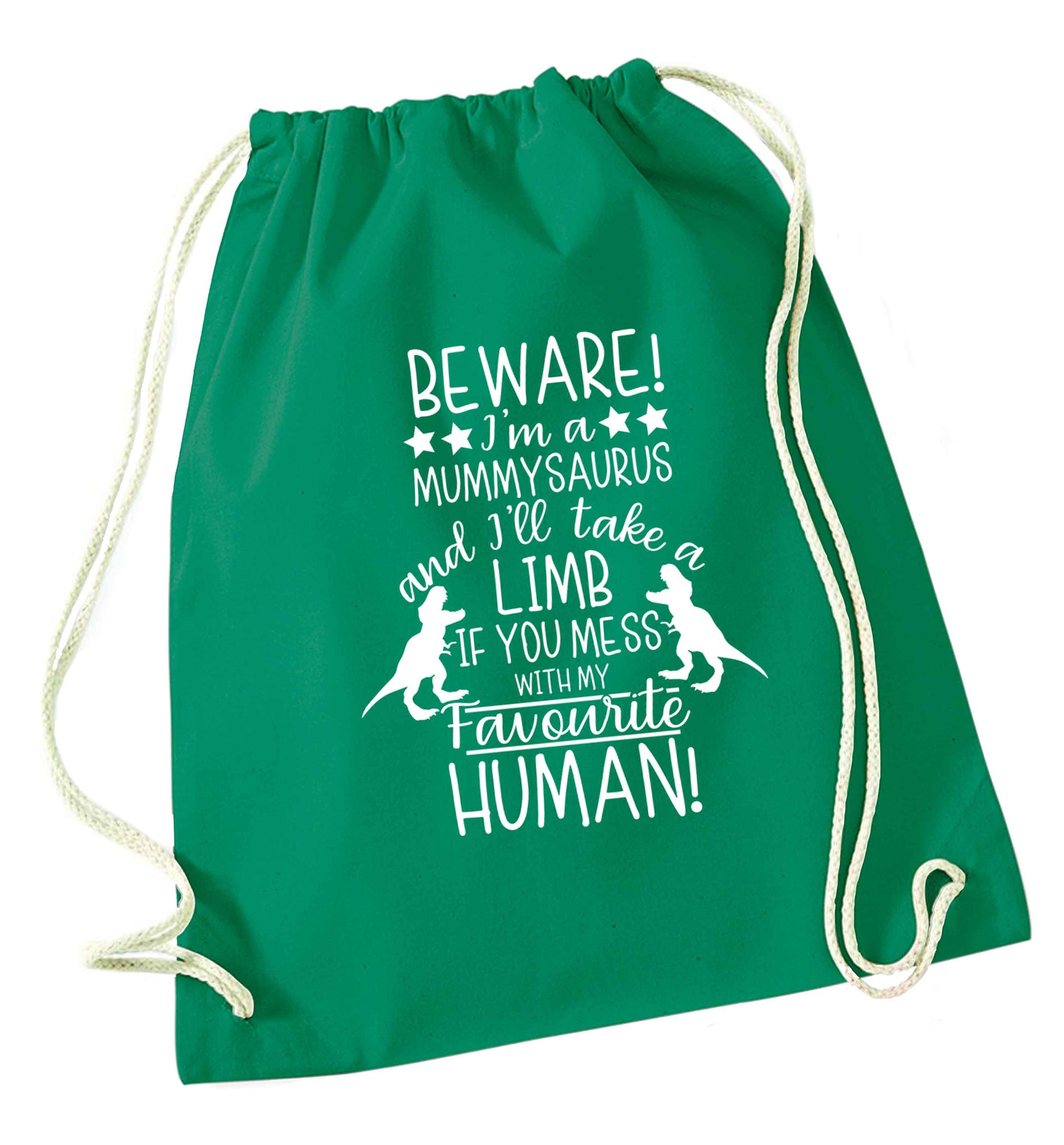 Perfect gift for any protective mummysaurus! Beware I'm a mummysaurus and I'll take a limb if you mess with my favourite human green drawstring bag