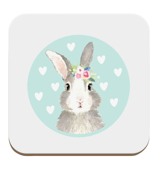 Gorgeous watercolour print for any bunny lover! Perfect for Easter and spring!  Watercolour bunny rabbit set of four coasters