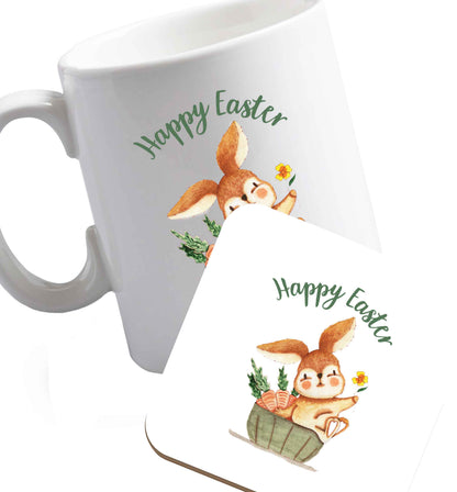 10 oz Favourite Type Pan Pancake ceramic mug and coaster set right handed