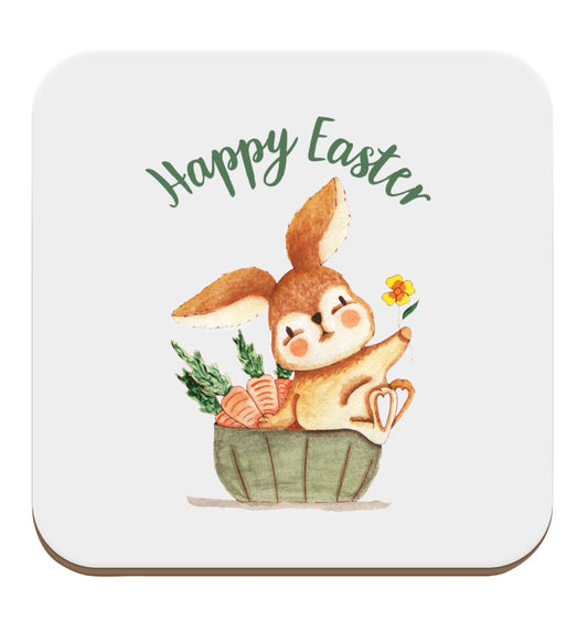 Gorgeous watercolour print for any bunny lover! Perfect for Easter and spring!  Happy Easter watercolour set of four coasters