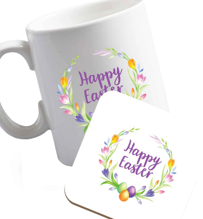 10 oz Favourite Gorgeous watercolour print for any bunny lover! ceramic mug and coaster set right handed