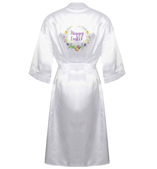 Gorgeous watercolour print for any bunny lover! Perfect for Easter and spring!  Happy Easter floral wreath XL/XXL white ladies dressing gown size 16/18