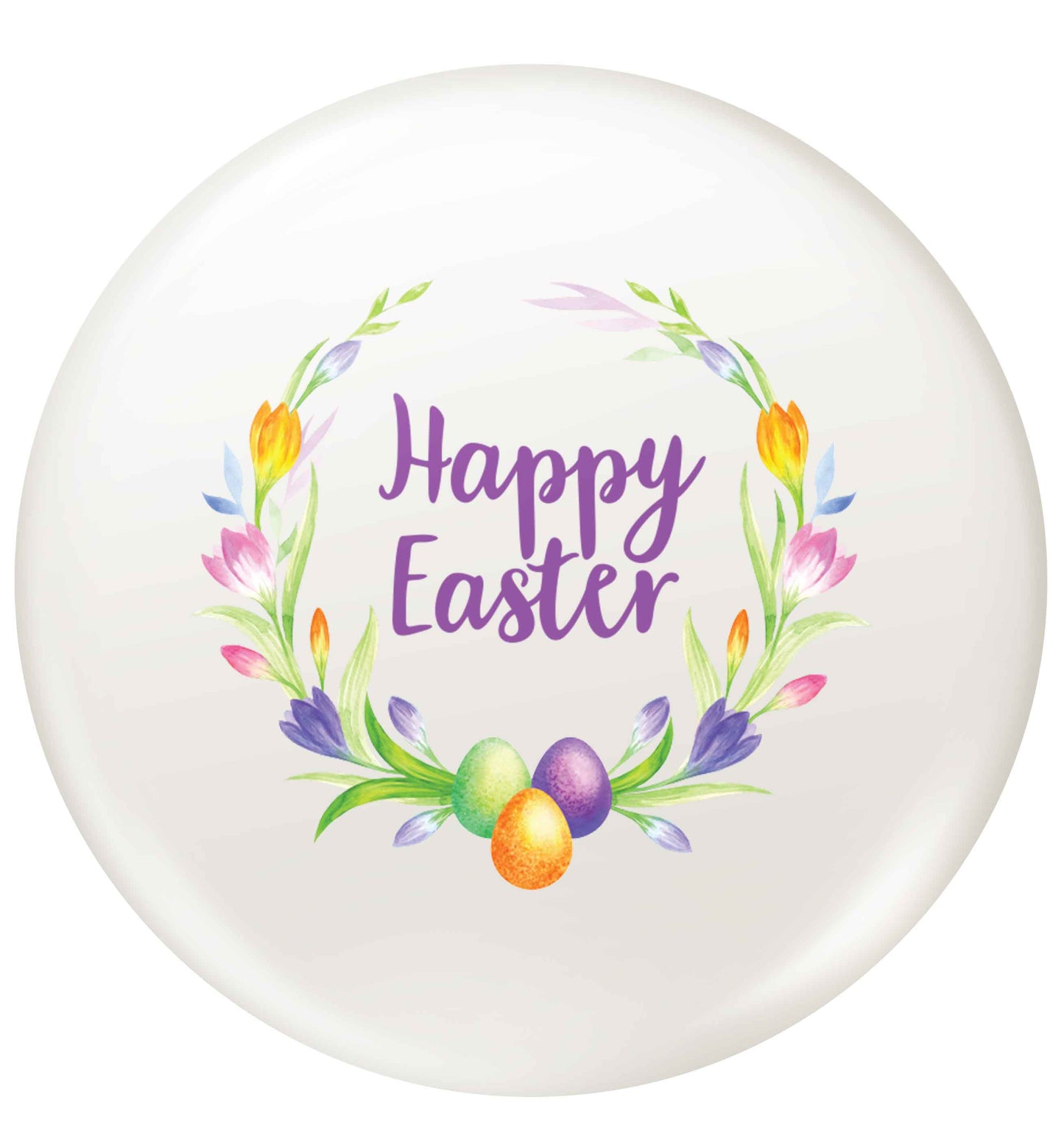 Gorgeous watercolour print for any bunny lover! Perfect for Easter and spring!  Happy Easter floral wreath small 25mm Pin badge