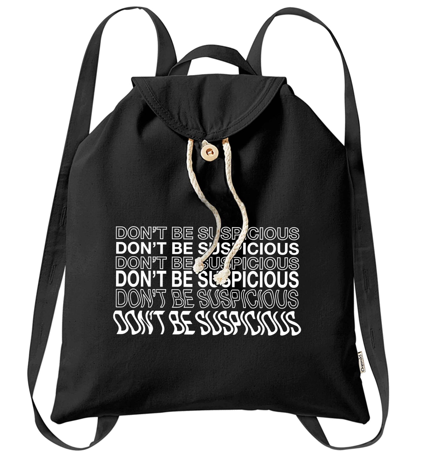 Viral funny memes! Designs for the gen z generation!  organic cotton backpack tote with wooden buttons in black