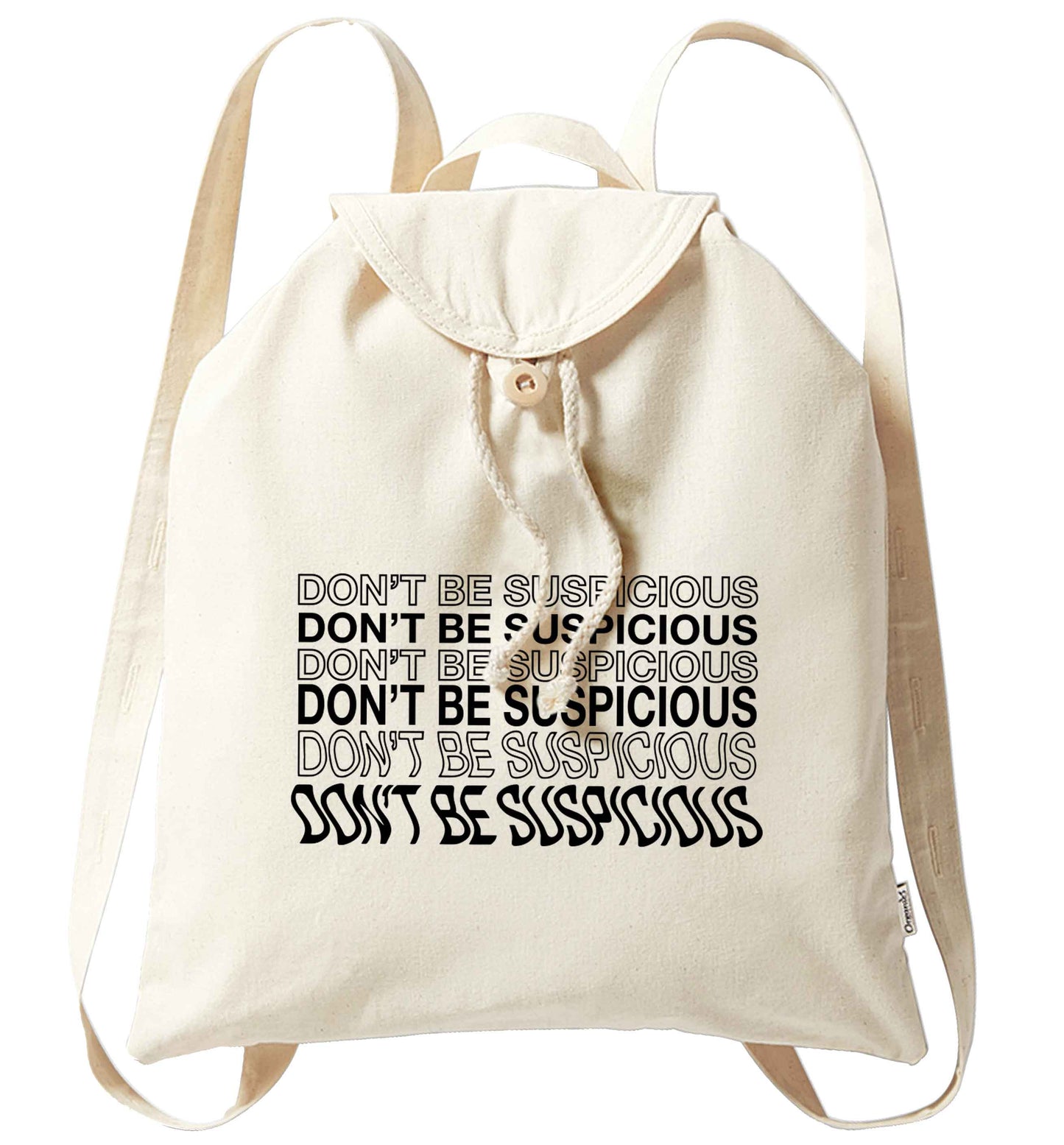 Viral funny memes! Designs for the gen z generation!  organic cotton backpack tote with wooden buttons in natural