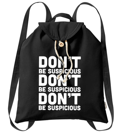 Gen Z funny viral meme  organic cotton backpack tote with wooden buttons in black