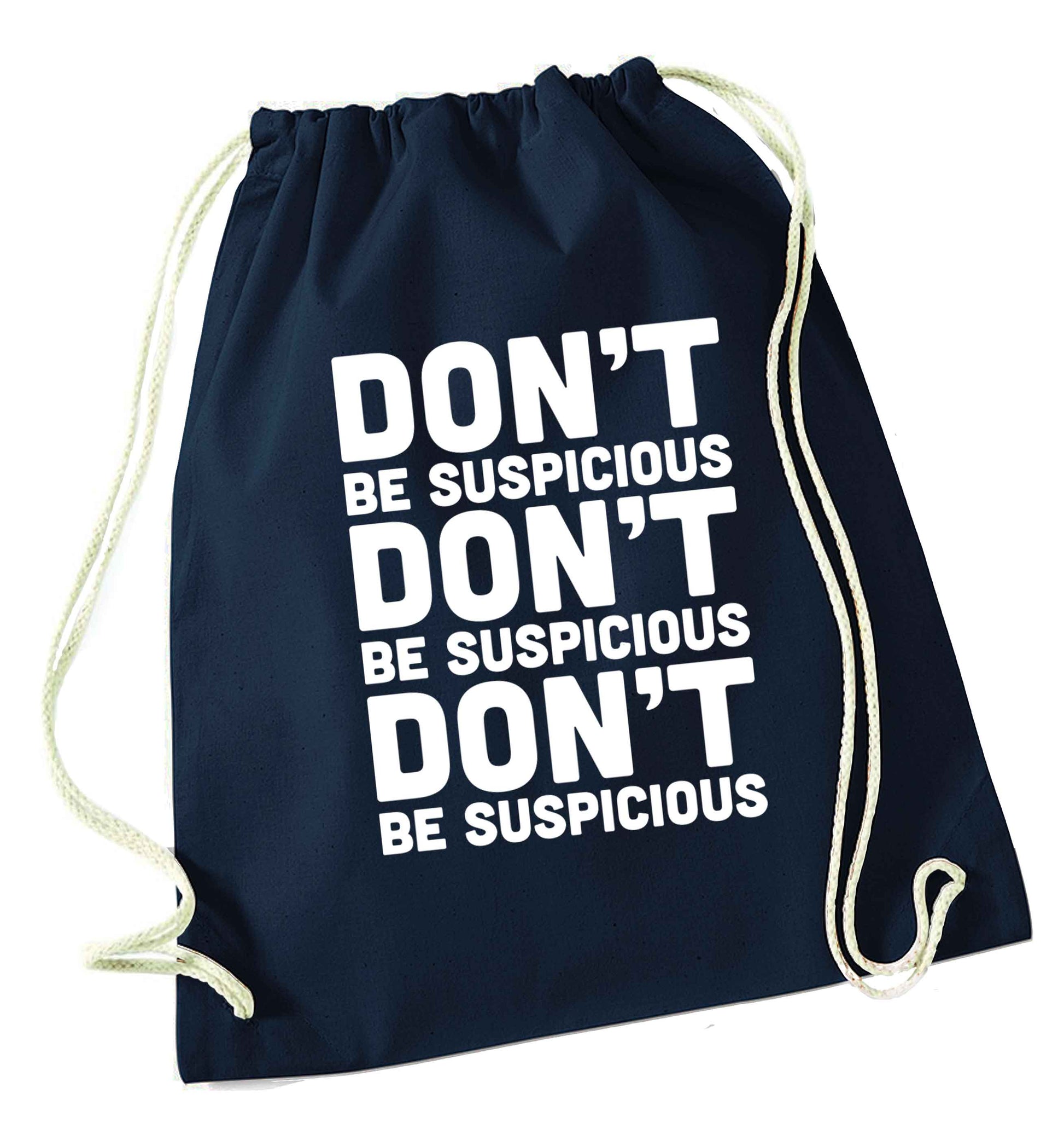 Gen Z funny viral meme  navy drawstring bag