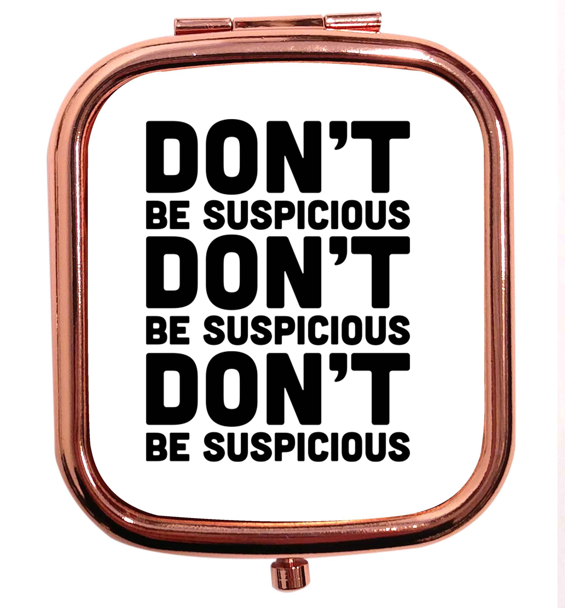 Gen Z funny viral meme  rose gold square pocket mirror