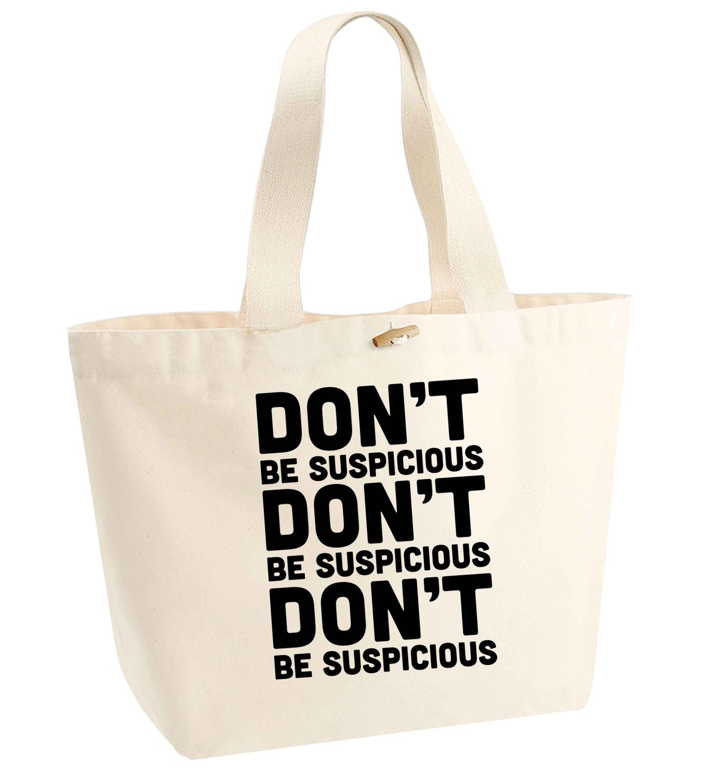 Gen Z funny viral meme  organic cotton premium tote bag with wooden toggle in natural