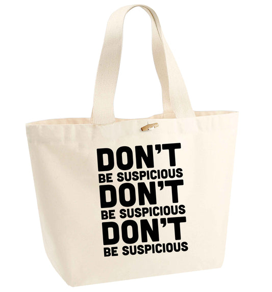 Gen Z funny viral meme  organic cotton premium tote bag with wooden toggle in natural