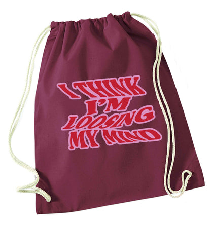 Gen Z funny viral meme  maroon drawstring bag