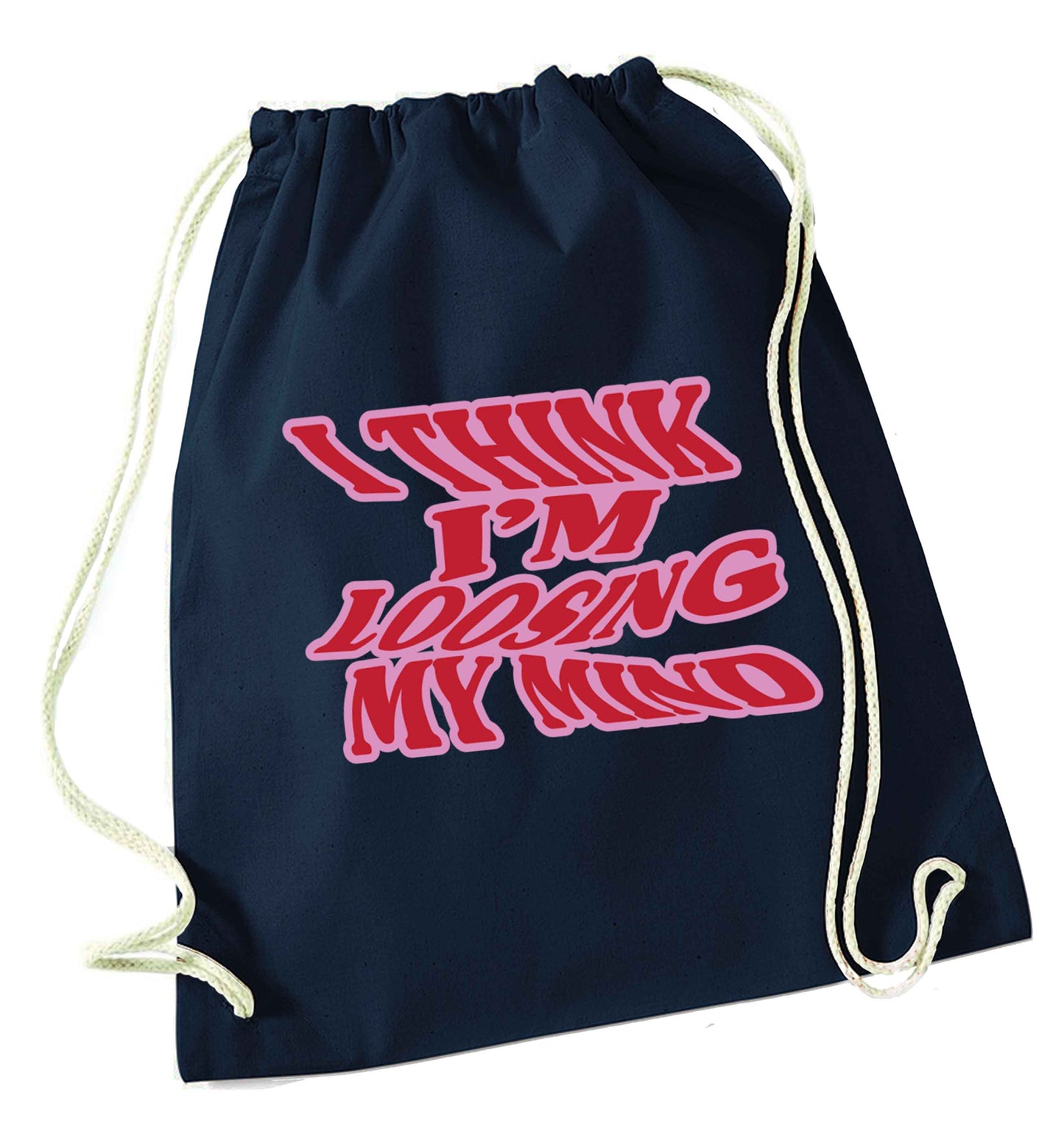 Gen Z funny viral meme  navy drawstring bag