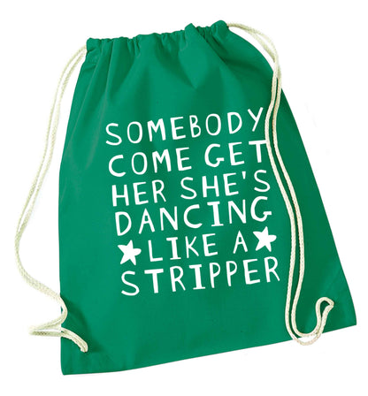 Gen Z funny viral meme  green drawstring bag