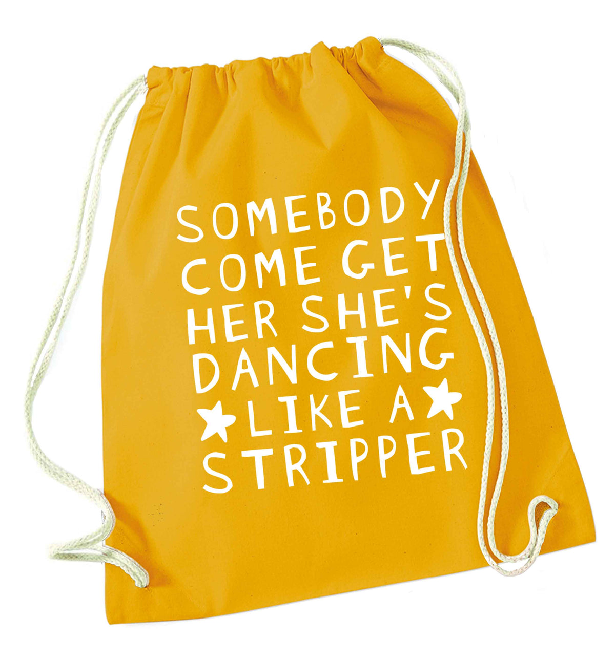 Gen Z funny viral meme  mustard drawstring bag