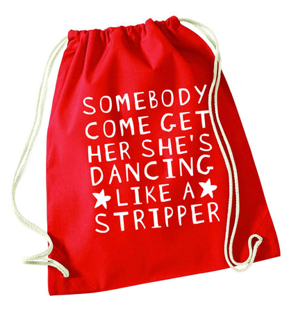 Gen Z funny viral meme  red drawstring bag 
