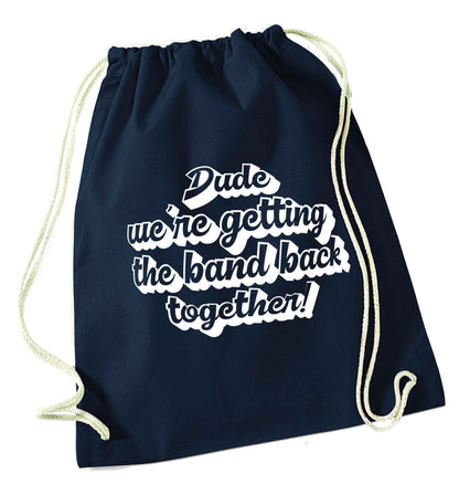 Gen Z funny viral meme  navy drawstring bag