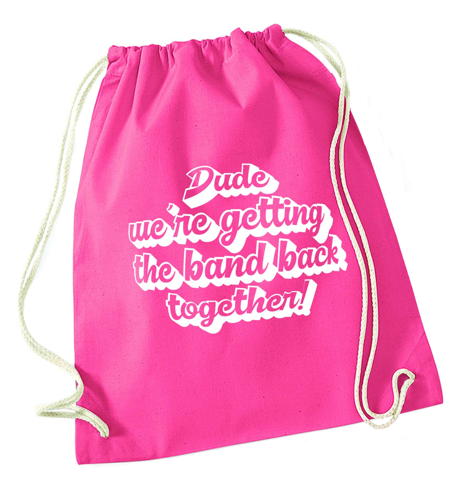 Gen Z funny viral meme  pink drawstring bag