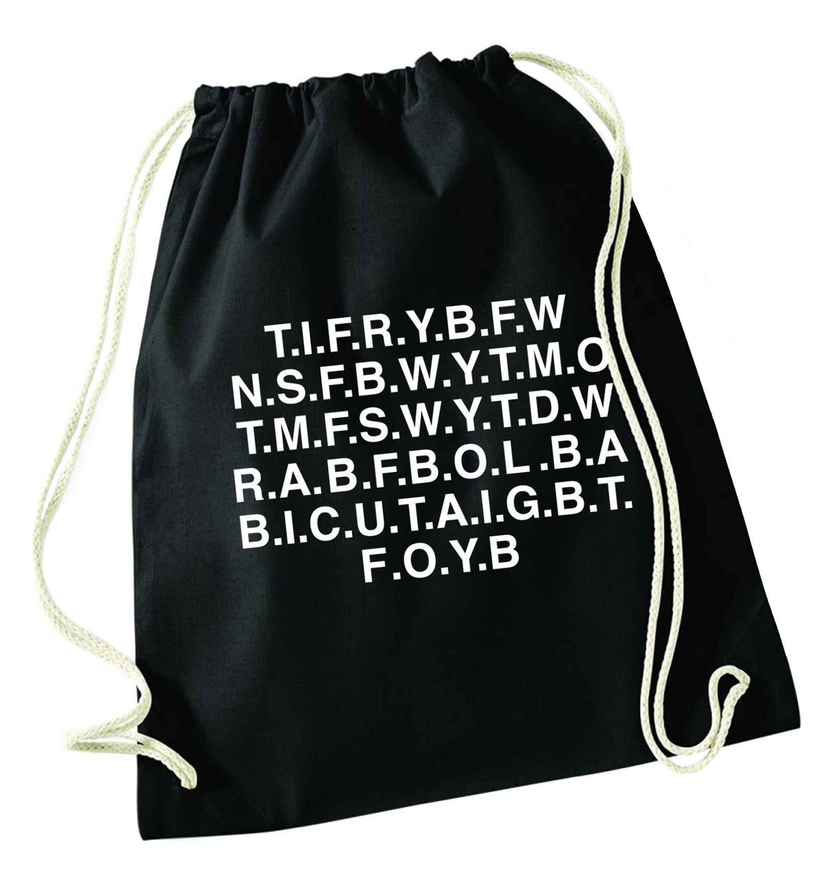 Gen Z funny viral meme  black drawstring bag